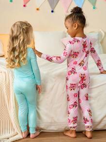 Baby Girls Minimalist Fashion Print Pattern Long Sleeve Romper With Headband, Snug Fit Home Outfit - Pink - View 5