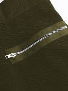 SHEIN Clasi Plus Size Front Zipper Pocket Simple A-Line Skirt, Casual Everyday Wear Maxi Women Skirt - Army Green - View 6