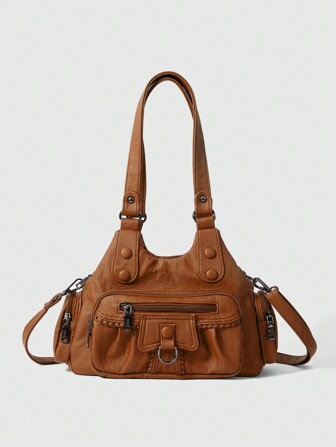 Grunge Punk Brown Punk Street Dark Gothic Style Oversized Capacity Tote Bag