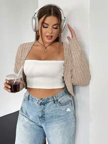 SHEIN EZwear Talla grande 1 pieza Cazadora crop unicolor
