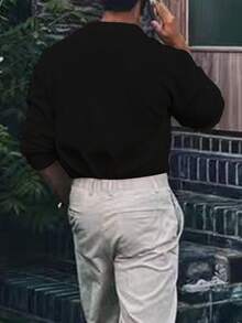 Manfinity Homme Áo khoác cardigan cài nút tối giản thường ngày cho nam, mặc hàng ngày vào mùa thu/đông Áo sơ mi đen cho nam Áo sơ mi đen nam - màu đen - Xem 2