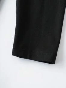 SHEIN BASICS Casual Solid Color Knit Round Neck Long Sleeve Slim Fit Plus Size Long Dress, Cozy Chic, Daily Commute, Warm Comfort - Black - View 4