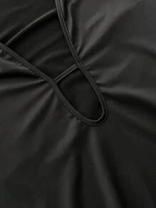 Viva Relle Đầm tay dài cổ chữ V sâu cỡ lớn, trang phục gợi cảm, tiệc đường phố - màu đen - Xem 7