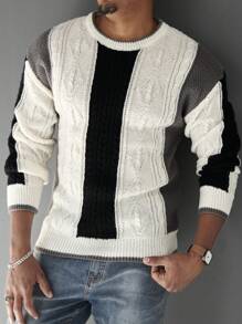 Manfinity Homme Jersey casual de punto de color liso con detalles minimalistas para hombre, para uso diario - Multicolor - Ver 4