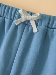 SHEIN Tween Boys' Solid Color Casual Sports Loose Fit Elastic Waist Pocket Straight Leg Pants, Autumn/Winter