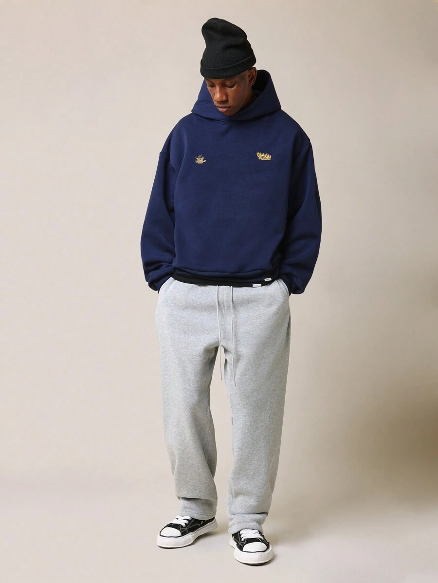 SUMWON 奢华街头服饰刺绣双标志连帽衫秋冬重磅套头衫经典运动衫高品质优质袋鼠口袋舒适必备