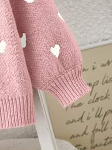 女宝宝秋冬百搭可爱心形图案针织长袖毛衣