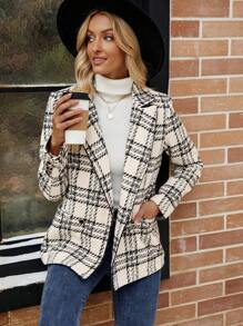 EMERY ROSE Abrigo de mujer de invierno, chaqueta a cuadros, esencial para mujer