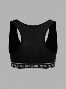 SHEIN 2 件装 Tween 女童简约舒适字母图案加垫无钢圈运动胸罩