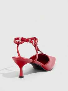 CUCCOO CHICEST 女士红色高跟时尚浅口鞋，带后带，适合圣诞节和新年假期氛围，秋冬季 - 紅色 - 查看 4