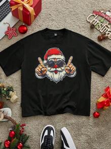 Manfinity VCAY Men Festive Graphic Casual Urban Loose Fit Short Sleeve Knit T-Shirt, Funny, Boyfriend Gift