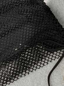 Swim Vcay 3 Stücke/Set einfarbiges Dreieck Trägertop, Bikinihose mit seitlicher Schnürung und Mesh Cover-Up-Rock, Damen Sommer Bikini Set