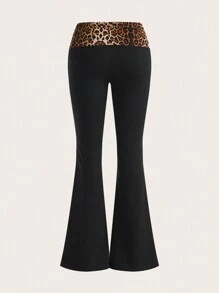 SHEIN ICON Y2k Luipaardprint Hoge Taille Flared Broek