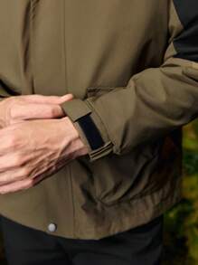 In My Nature Men Contrast Color Long Sleeve Utility Pocket Hooded Casual Sun-Proof Jacket