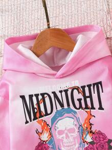 2 Stück Mädchen Lässiges Batik-Sweatshirt und Hosen Set, mit locker sitzendem Schnitt, rosa Batik-Farbschema und stylischen Prints, geeignet für den täglichen Gebrauch, Outdoor-Lässig und Zuhause für Mädchen von 4-7 Jahren, Herbst/Winter