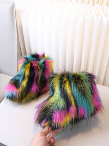 1 双女童/儿童冬季毛绒内衬保暖毛茸雪地靴 - 彩色 - 查看 2