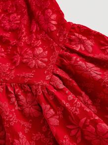 SHEIN MOD Váy Jacquard phong cách cung điện cổ điển màu trắng cho nữ Váy mùa hè cho nữ Váy phù dâu Quần áo dự tiệc cô dâu trở lại trường - Đỏ - Xem 4