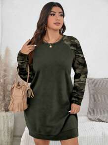 SHEIN LUNE Sweat-shirt casual ample pour femmes avec motif camouflage minimaliste sur les épaules dénudées, pour l'automne/hiver