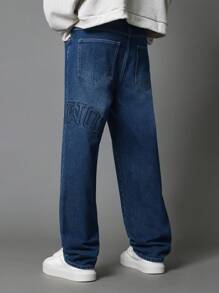 SUMWON Loose Fit Jean With Applique - Dark Wash - View 3