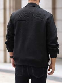 Manfinity Homme Chemise-veste décontractée pour homme, texturée, avec poche à rabat et fermeture éclair