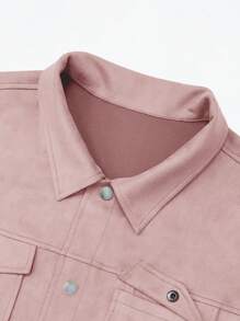 Manfinity Dauomo Plus Size Men's Button Front Long Sleeve Pocket Casual Jacket, Simple Design