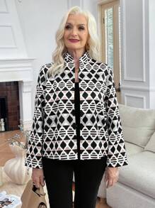 EMERY ROSE Women Regular Fit Graphic Print Casual Jacket For Commuting - Apricot - View 1