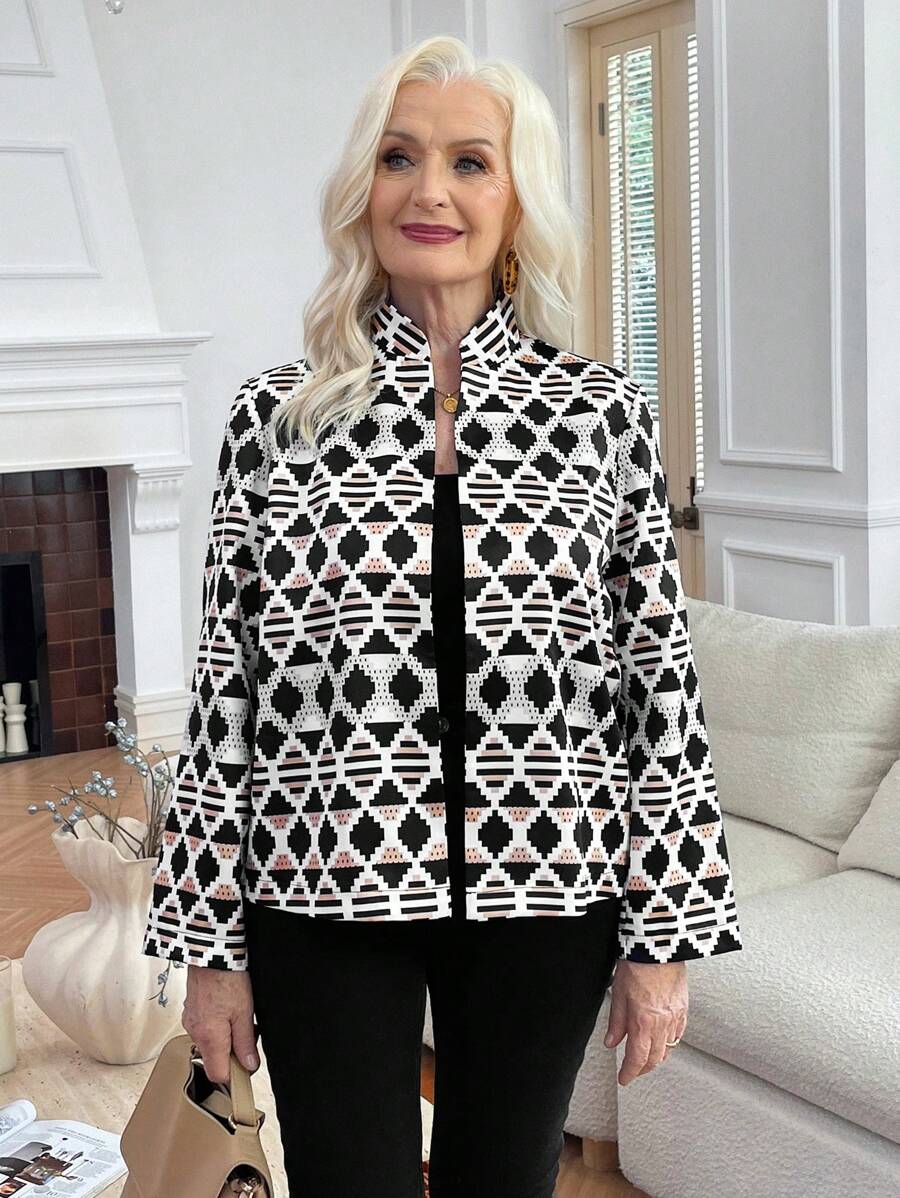 EMERY ROSE Women Regular Fit Graphic Print Casual Jacket For Commuting - Apricot - View 1