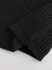 EMERY ROSE 1pc Women Plain Front Button Up Long Sleeve Pocket Blouse, Casual For Everyday Wear Fall Winter Cloth For Women - Black - View 4