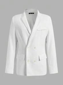 Manfinity VCAY Bộ 2 quần âu dài lưng thun co giãn cổ bẻ dệt kim cho nam, thích hợp mặc vào mùa thu - trắng - Xem 3