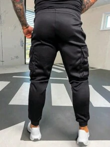 Manfinity LEGND Nam Đập nhẹ Che phủ Túi Eo dây rút Quần Chạy bộ - màu đen - Xem 2