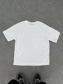 Manfinity EMRG 男士休闲简约卡通图案短袖时尚 T 恤，适合朋友 - 白色 - 查看 3