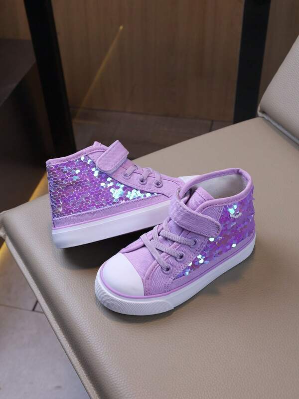 Autumn/Winter Shiny Comfortable Casual Children's Canvas Shoes, Fashion Flat Anti-Slip Girls' Canvas Shoes, Sports Shoes, Colorful Party & School Casual Shoes