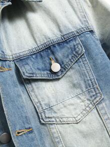 Manfinity LEGND Men's Casual Washed Button Up Denim Jacket, Suitable For Autumn Daily Outings, For Vacation