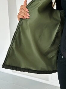 SHEIN Maternity Solid Zipper Drawstring Sleeveless Jacket & Blazer, Casual Autumn/Winter