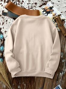 INAWLY Sudadera de forro polar con estampado de paisaje y ciervo para mujer, informal, para otoño/invierno, top de manga larga