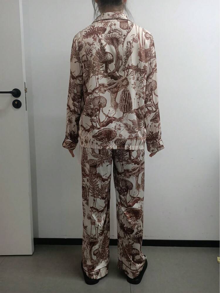 Autumn And Winter Retro Floral Satin Long Women Pajama Sets Lounge Sets For Women Lingerie Fall Pajamas