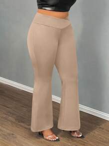 Slaydiva 2024 Autumn/Winter Thermal Lined Leggings, Casual & Sport,Asymmetrical V-Waist, Black Wide-Leg Pants For Women