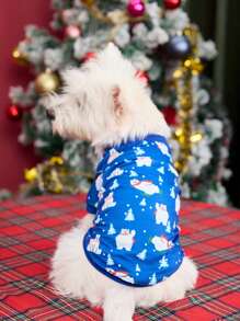 PETSIN 1 Pc Christmas Polar Bear Pattern Pet Dog/Cat Crew Neck Sweatshirt, Blue,