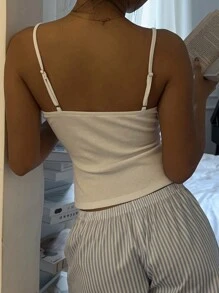 SHEIN EZwear Minimalist Casual Women Lace Camisole, Suitable For Summer - White - View 2