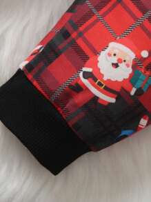 SHEIN 3pcs/Set Baby Boy Cute Bow Tie Bodysuit + Allover Print Pants + Hat Fashion Gentleman Outfit Set, For Christmas - Multicolor - View 3