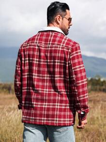 Manfinity Homme Camisa informal de manga larga con botones frontales y diseño a cuadros, estilo casual para trabajar, como regalo para amigos, esposo o novio