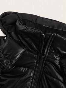 SHEIN Clasi Manteau court matelassé et chaud avec doublure thermique pour femmes, automne/hiver