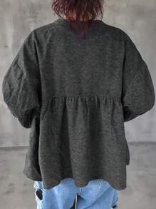 FRIFUL Women's Casual Loose Bowknot Shirt, Autumn Turtleneck Women Long Sleeve - Grey - View 5