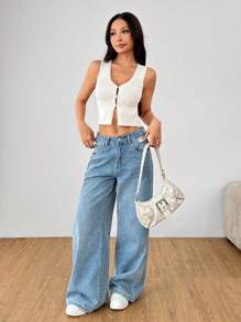 SHEIN PETITE Women's French Casual Solid Color Sleeveless Knit Top Simple Vest Cardigan Vest Hem Slit White Vest V Neck Beige Vest Vacation Cardigan Holiday Top V Neck Asymmetric Hem