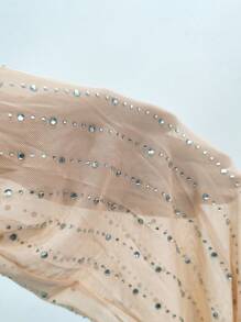 S390250 Sexy Rhinestone Strap Jumpsuit For Women - Apricot - View 4