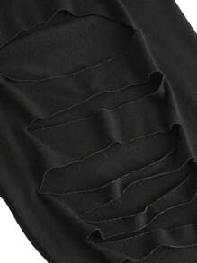 ROMWE PUNK Solid Cut Out Leggings - Black - View 4