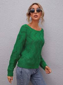 SHEIN LUNE Women's Plain Round Neck Drop Shoulder Long Sleeve Loose Casual Pullover Sweater, Autumn/Winter