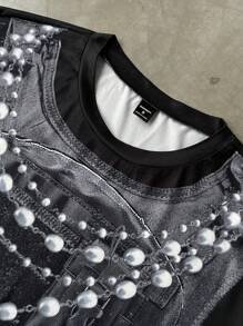 Manfinity Homme Graphic & Letter Print Casual Round Neck Short Sleeve T-Shirt