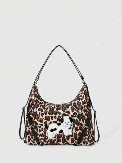 Kawaii New Leopard Print Versatile Large Capacity Fashion Backpack Tote Bag