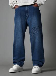 SUMWON Loose Fit Jean With Applique - Dark Wash - View 1